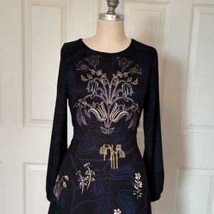 Loft Black & Navy Floral Dress